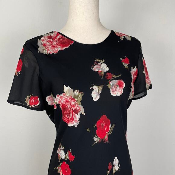 VTG 90s My Michelle Floral Maxi Dress Black Red Y2K Fairy Grunge Dark Romance - Picture 8 of 16